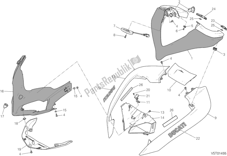 All parts for the Cowling of the Ducati Multistrada 1200 S Touring 2016